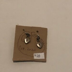 Silver Heart Lock Earrings